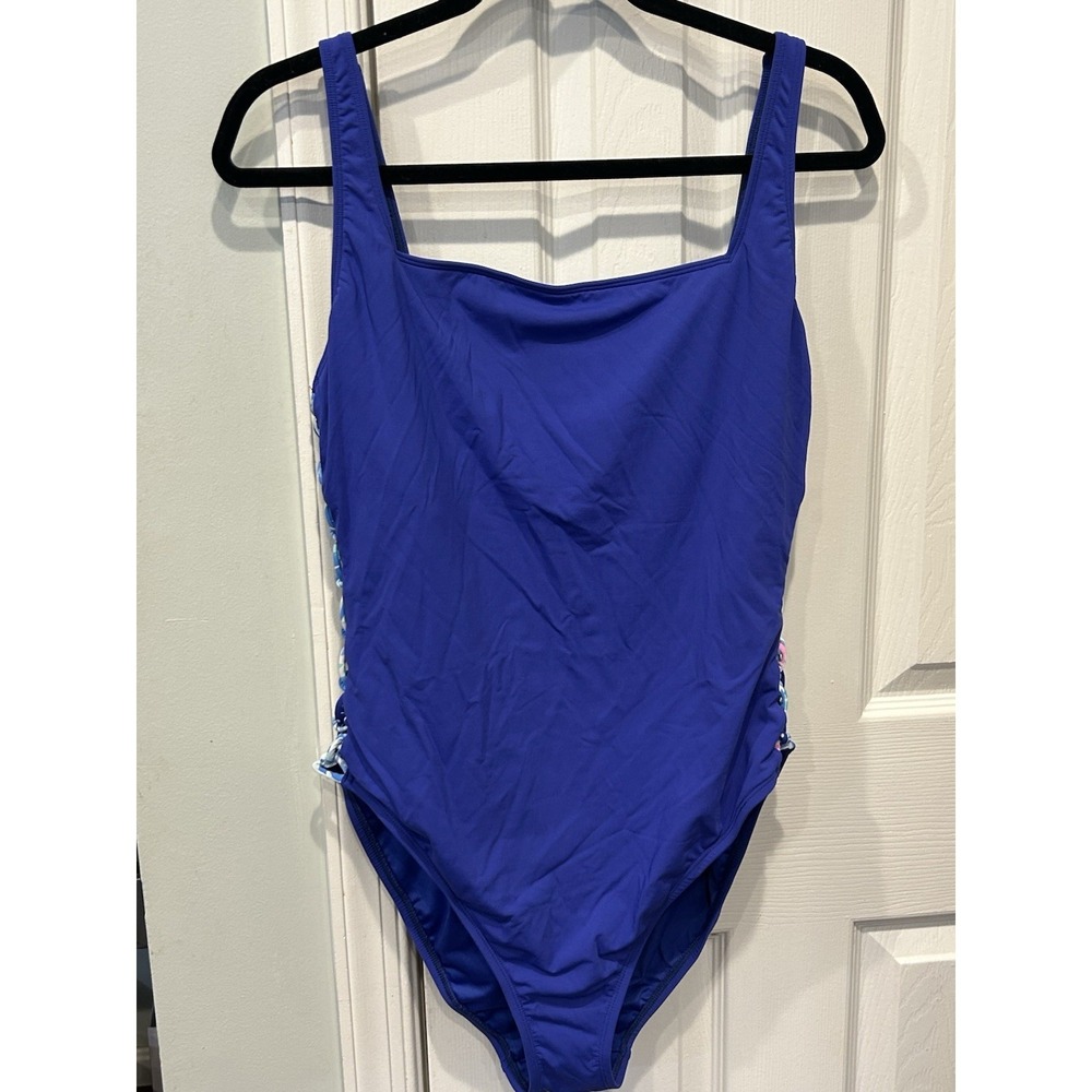 Lilly Pulitzer Corsica Blue Morri One-Piece Swimsuit Size 16 Preppy Classic